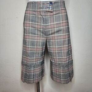 Carolina Herrera New York Lightweight Stretch Wool‎ Plaid Bermuda Shorts